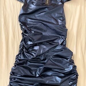 PrettyLittleThing Metallic Blue Dress